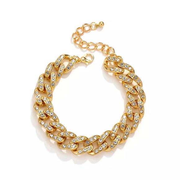 Modern Gold Chain Rhinestone Bracelet Set - Picture 8 of 9